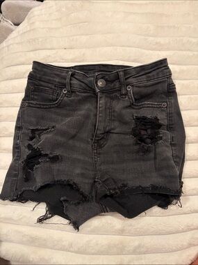 American Eagle Outfitters Black Frayed Denim Shorts
